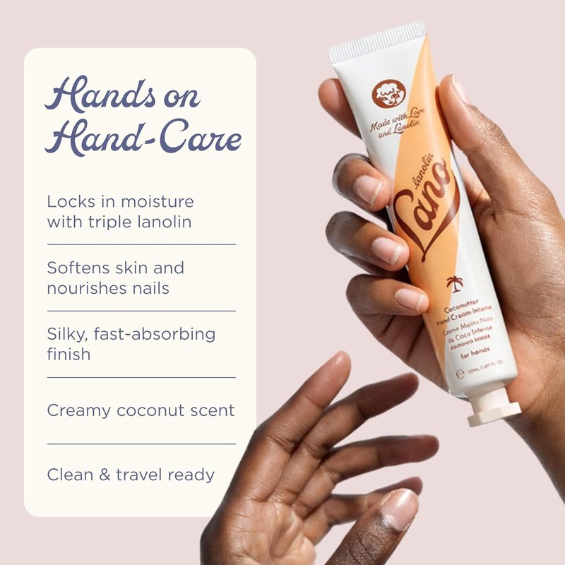 Lanolips Hand Cream - Moisturizing Lanolin Lotion with Coconut Oil & Shea Butter - Nourishes Dry Cracked Hands | 50ml / 1.69 fl oz