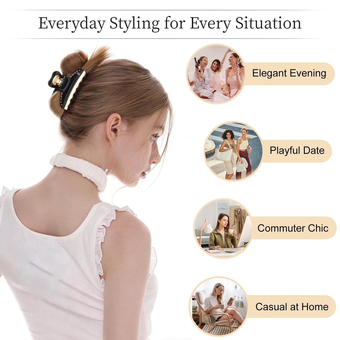 LOVIME Premium Hair Clips for Women, 3 Inch Medium Claw Clips for Thick Thin Hair, Non-Slip Black French Hair Clip, Hair Accessories for Girls, Mothers Day Gifts for Mom with Gift Box
