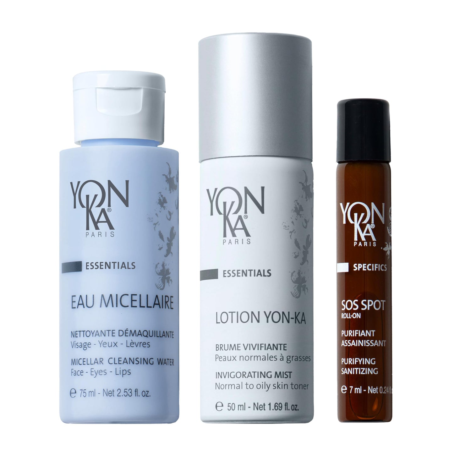 Yon-Ka Purity Travel Set, SOS Spot Roll-On, Eau Micellaire & Lotion Toner
