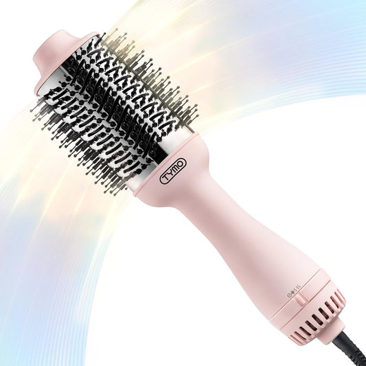 TYMO Hair Dryer Brush Blow Dryer Brush in One, 4 in 1 Ionic Hairdryer and Styler Volumizer with Oval Titanium Barrel, Hot Air Straightener for Smooth Frizz-Free Blowout, Pink, 2.85 Inch
