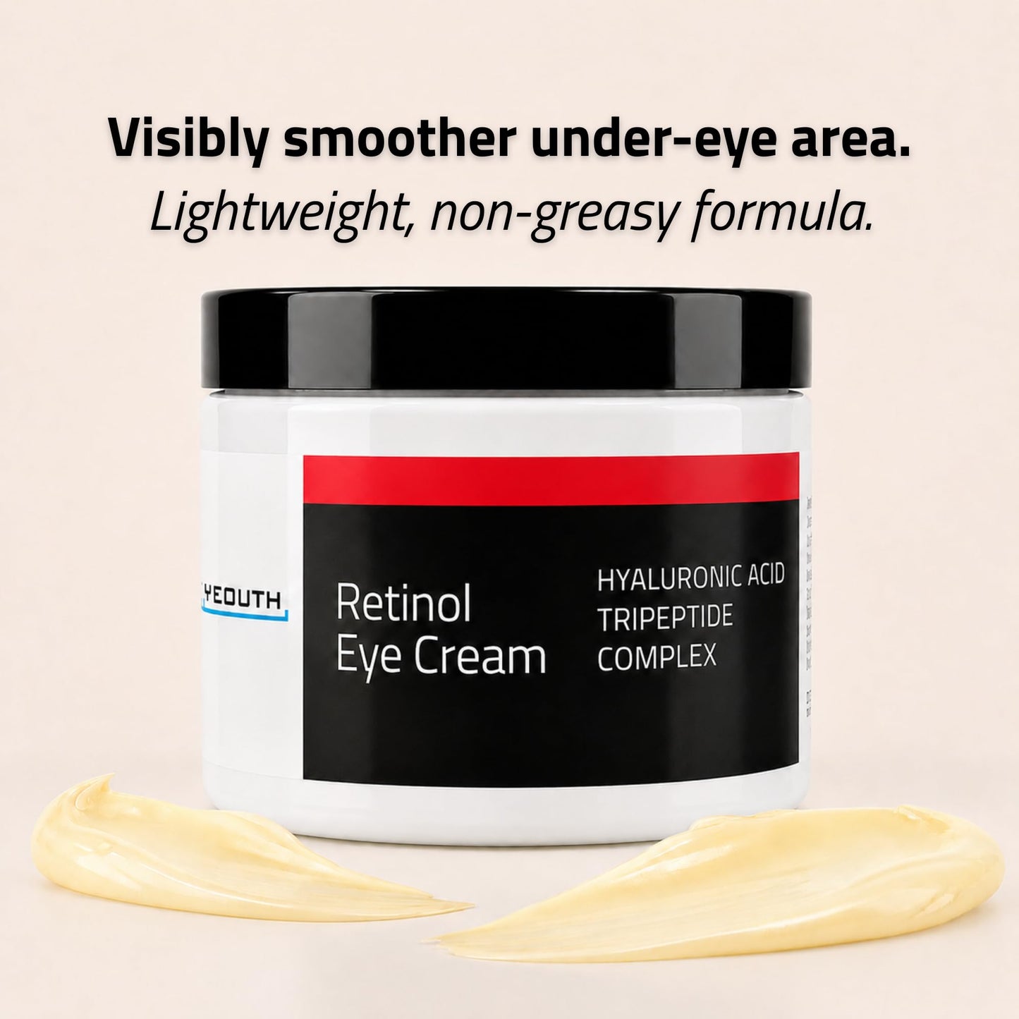 YEOUTH Retinol Eye Cream with Hyaluronic Acid and Tripeptide Complex, Under Eye Hydrating Cream for Puffiness and Bags, 1oz