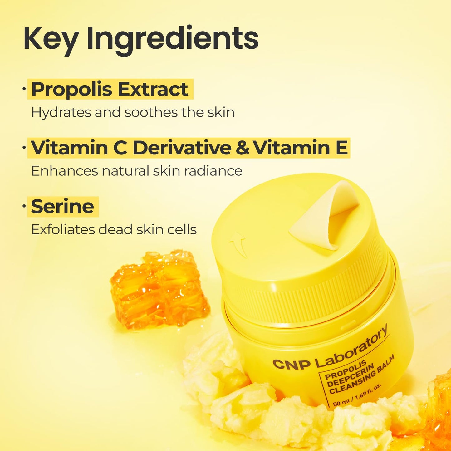CNP Propolis Deepcerin Cleansing Balm - Soft Grinding Makeup Remover Balm, Buttery & Milky Texture, for Dry & Sensitive Skin, Korean Skincare