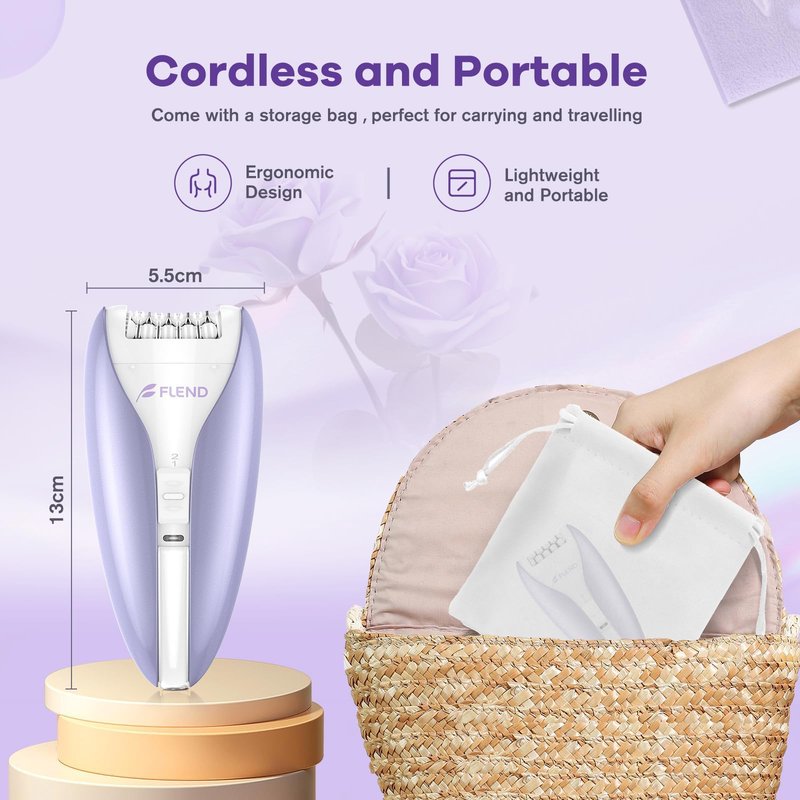 Epilator, Smooth Glide Epilator for Women, 2 Speeds Facial Hair Removal Device Cordless Rechargeable Hair Removal Epilators for Women Face Legs Arms Legs