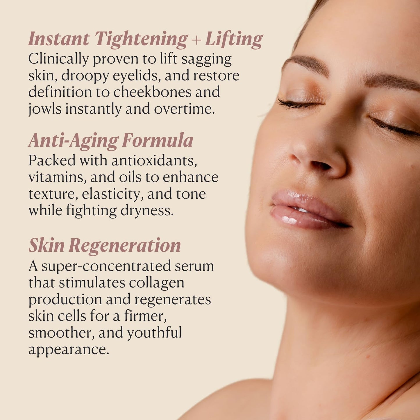 Nakery Collagen Peptide Serum for Women - Rapid Lift Face Serums for Anti Aging Face Tightening and Lifting - Multi Peptides Collagen Serum for Face & Crepey Skin to Firm Wrinkles & Sagging Skin