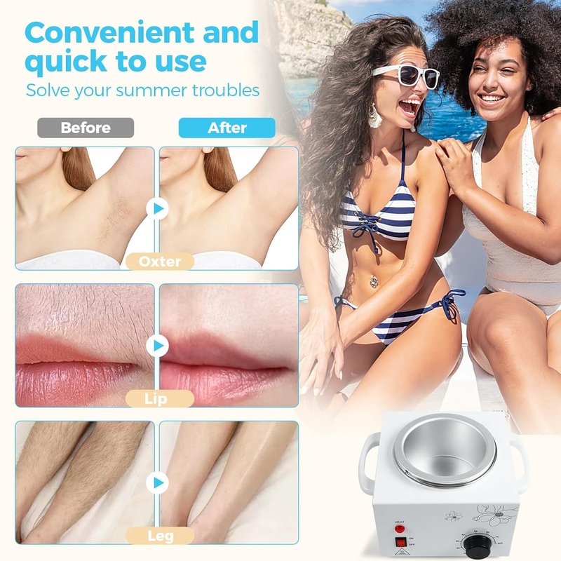 Professional 600ml Wax Warmer - Electric Hair Removal & Facial Spa Heater | Adjustable Temperature, 50 Wax Sticks Included