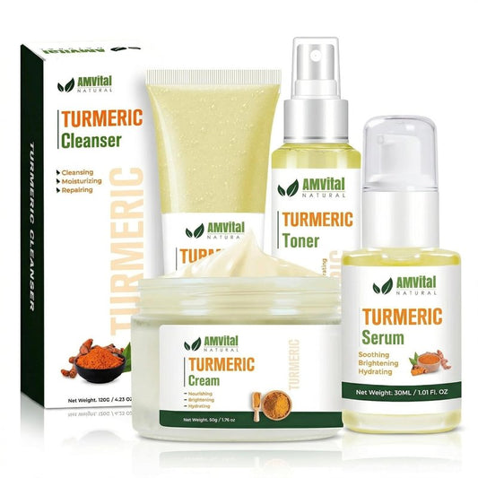 Turmeric Skincare Bundle - Cleanser, Toner, Cream & Serum for Radiant, Even-Toned Skin | All-Natural Ingredients