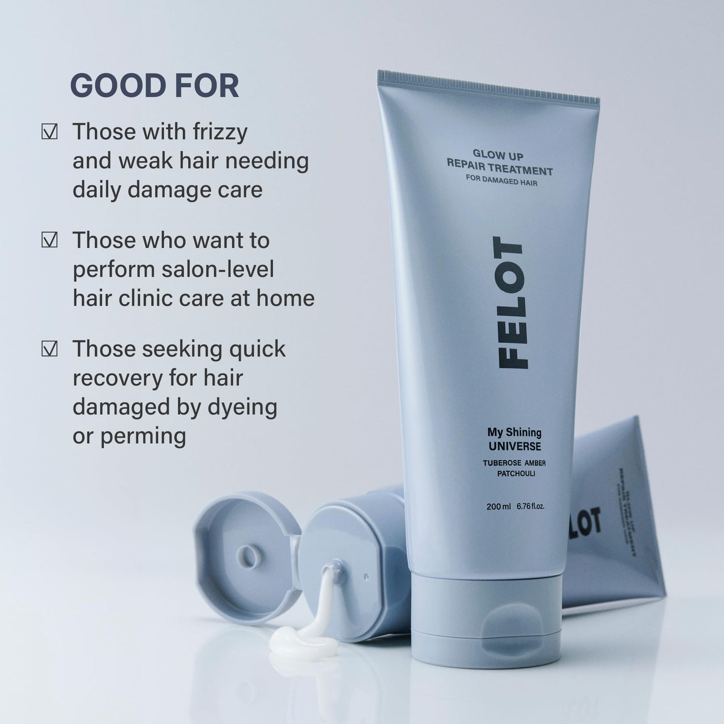 FELOT Glow Up Repair Treatment – Professional Hair Repair for Damaged Hair, Restores Shine, Hydration, and Strength -6.76 fl. Oz.