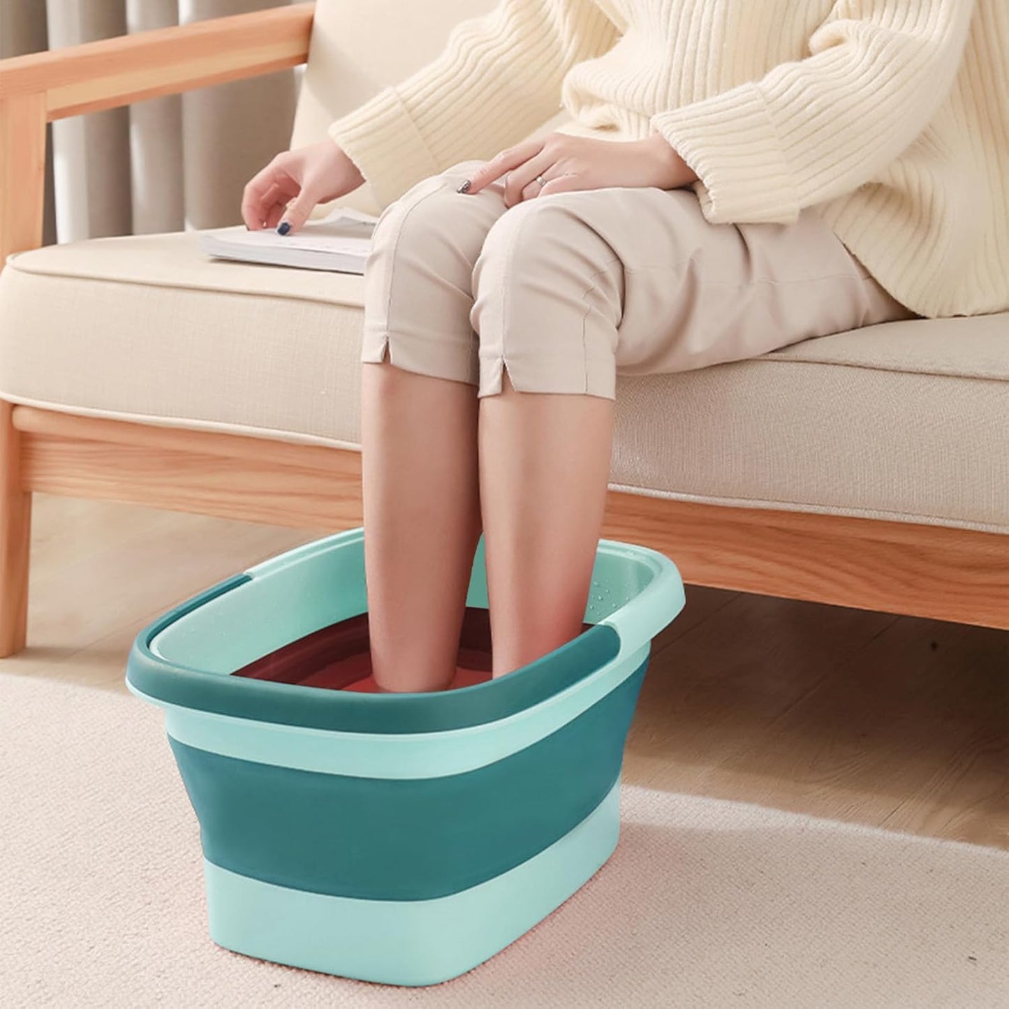FutureFlex Collapsible Foot Bath - 15L Foldable Soak Tub for Pedicure & Pain Relief | Green