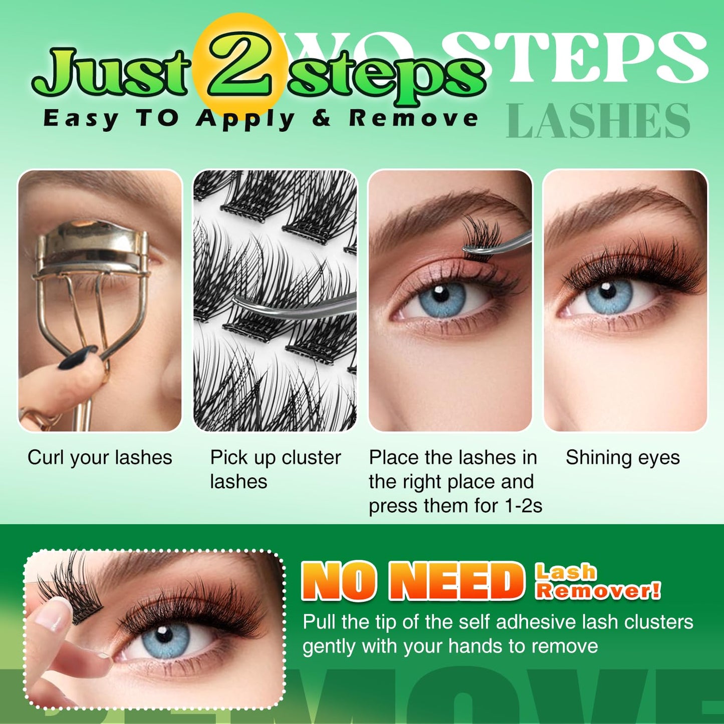 Lash Clusters 240 Pcs, Self Adhesive Lash Clusters No Glue Needed, Fluffy Cluster Lashes 8–16mm DIY Lash Extensions for Soft Volume Look with Tweezers