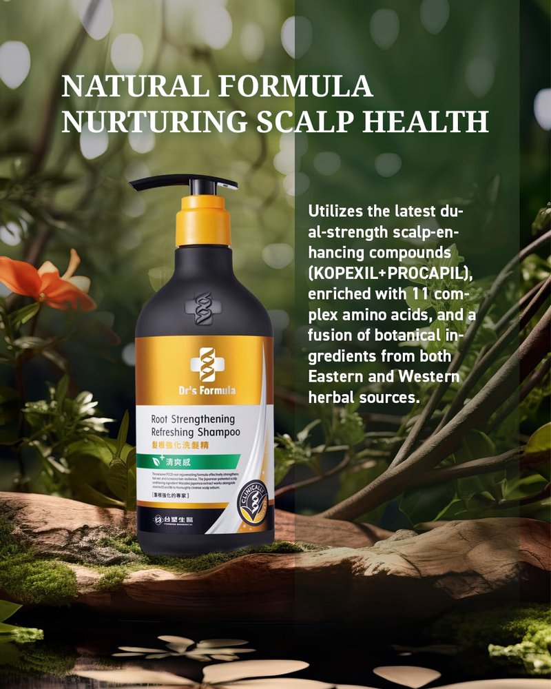 Dr's Formula Root Strengthening Refreshing Shampoo for Oily Scalp Hydrate and Rescue Brittle Fragile Hair Scalp Care Volume Thinning Hair 20.46 Fl Oz.