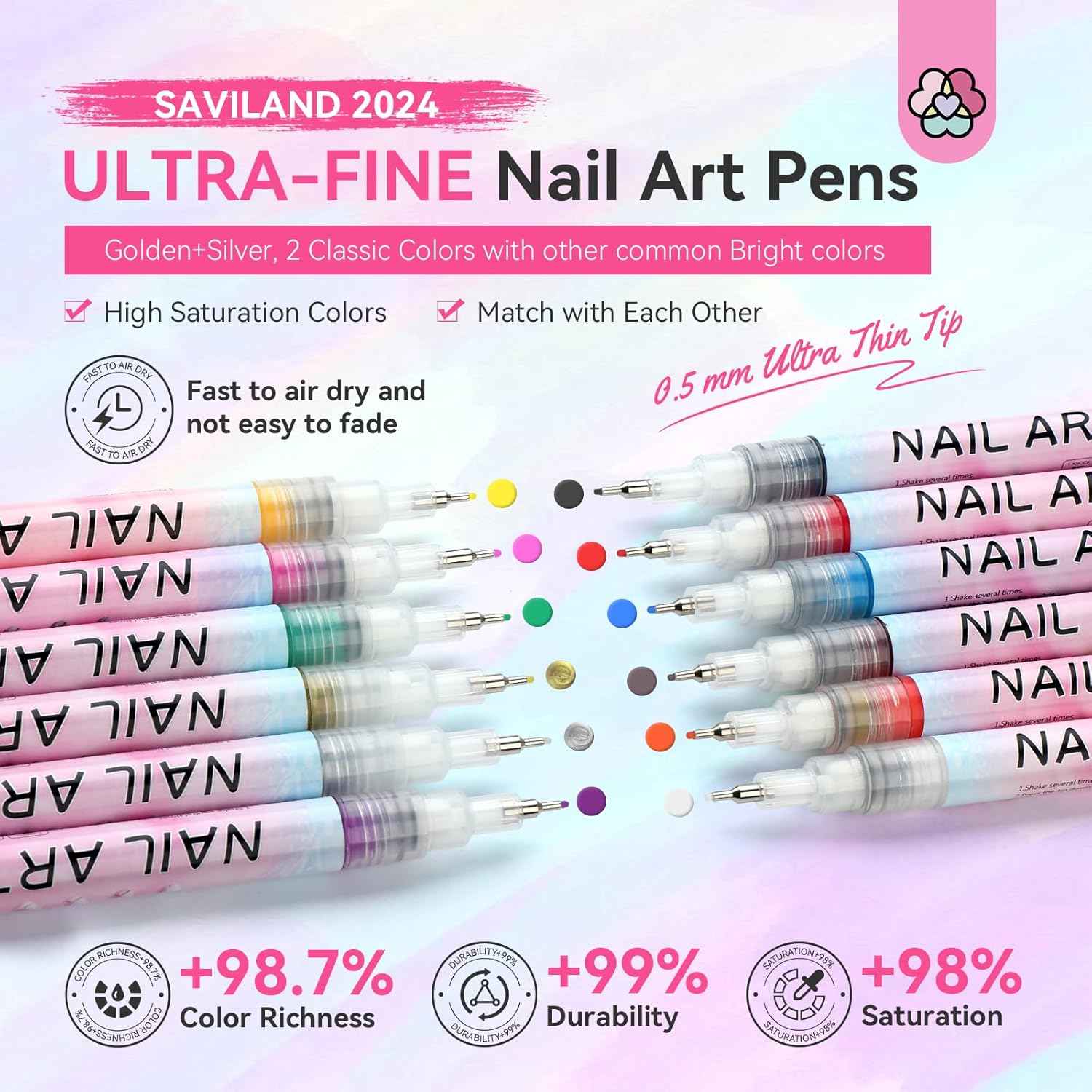 Nail Art Supplies Kit with 12 Color Nail Polish Pens & PU Leather Organizer Bag - Includes Nail Lamp & Manicure Tools