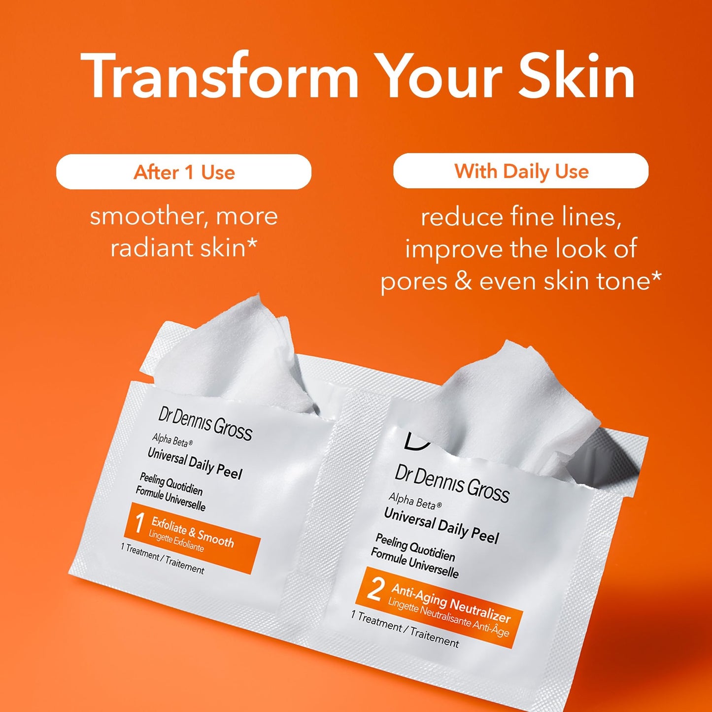 Dr Dennis Gross Alpha Beta Universal Daily Peel: for Uneven Tone or Texture and Fine Lines or Enlarged Pores, (30 Treatments)