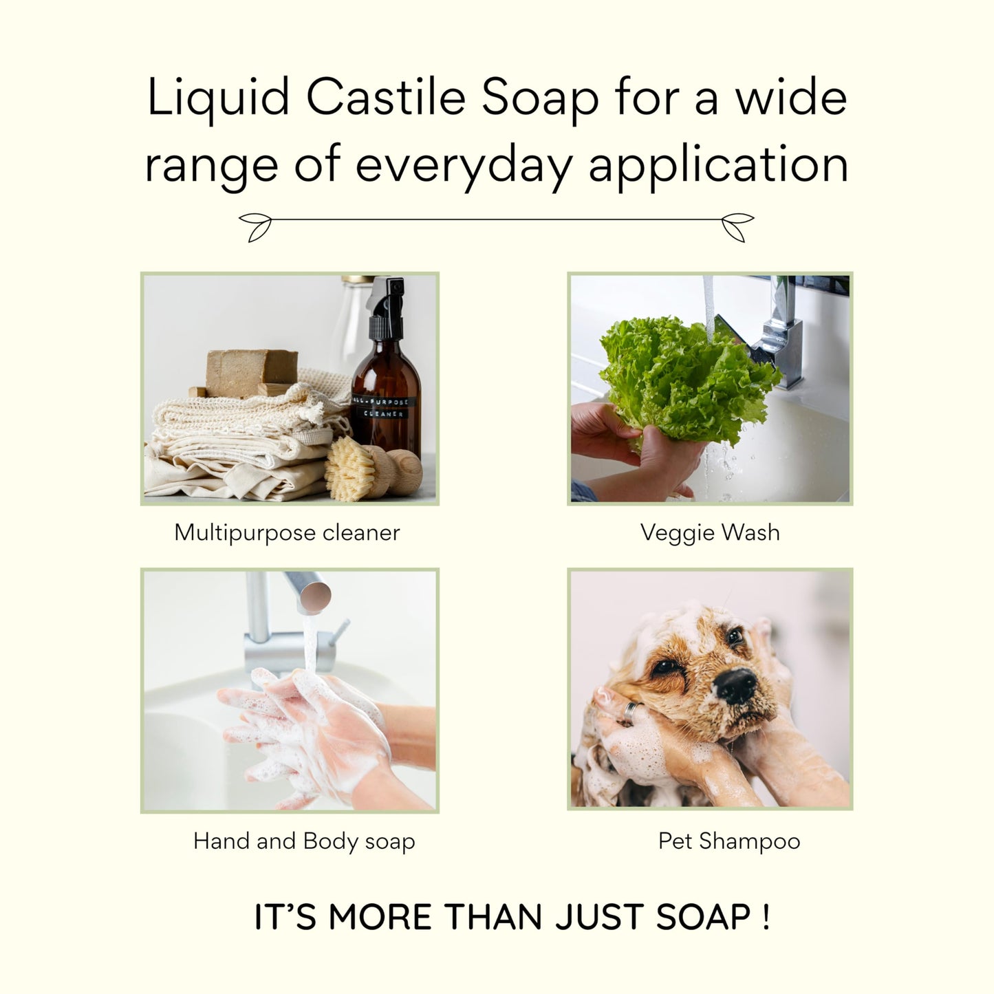Claya Liquid Castile Soap – Organic Ingredients, Biodegradable, Gentle for Sensitive Skin and Versatile Use (64 fl oz, Peppermint)