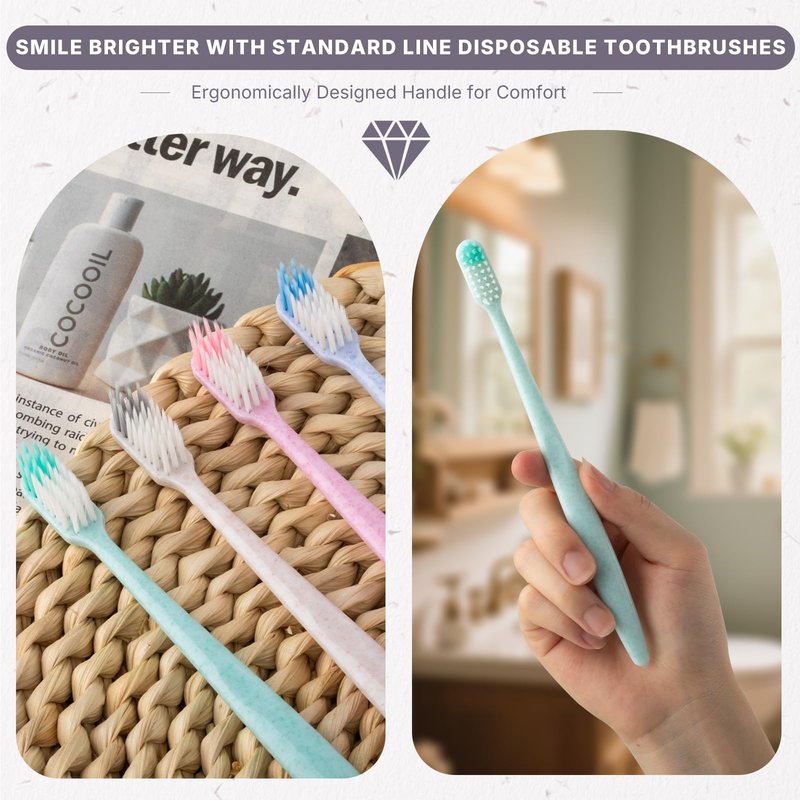 Fresings 120-Pack Disposable Toothbrushes Individually Wrapped, Soft PBT Bristle Bulk Travel Manual Toothbrushes for Adults & Kids, Guest Bathroom, Hotel, Camping, Donation – 4 Gemstone Colors