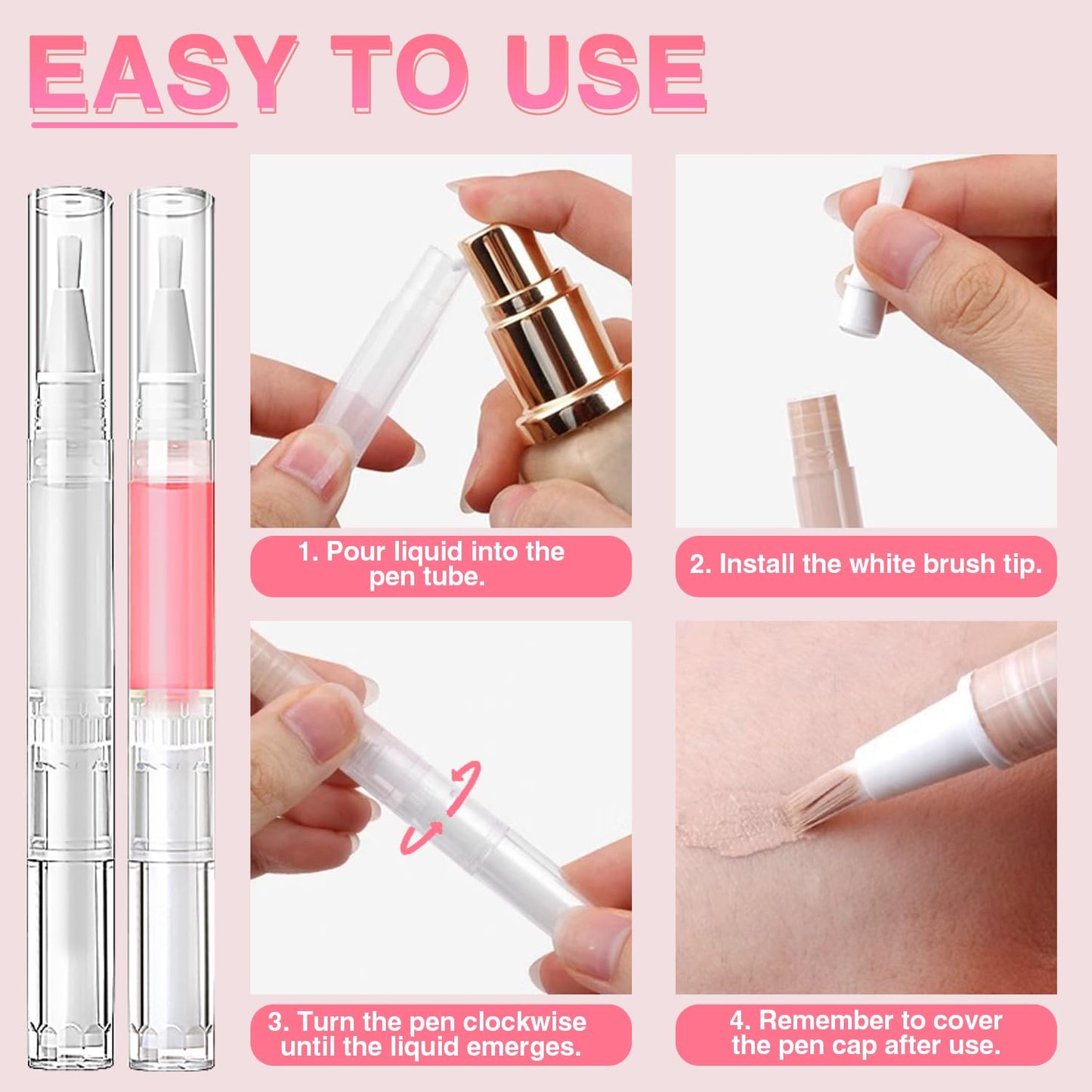 DupakSYS 3ml 50Pcs Nail Oil Pen, Empty Cuticle Oil Pen For Nail Growth