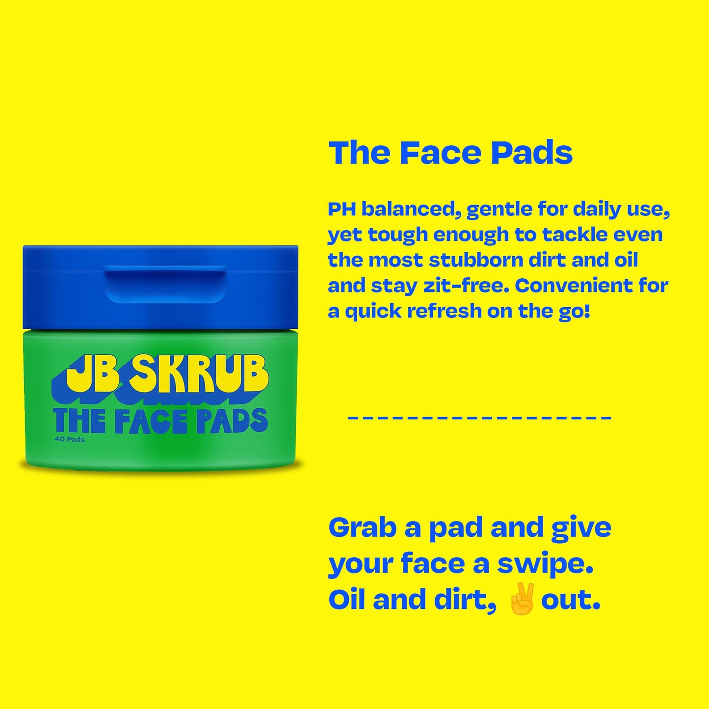 JB SKRUB Face Pads and Face Wash for Sensitive Skin - Acne Cleanser and Acne Pads with Aloe and Chia for Teen Boys, Tweens, and Kids - Grease-Free Freshness