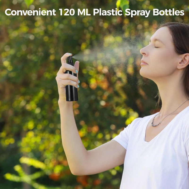 OMISTAR 48 Pcs 4 oz Plastic Spray Bottles | Fine Mist Sprayers for Perfumes & Cleaning Solutions - Black