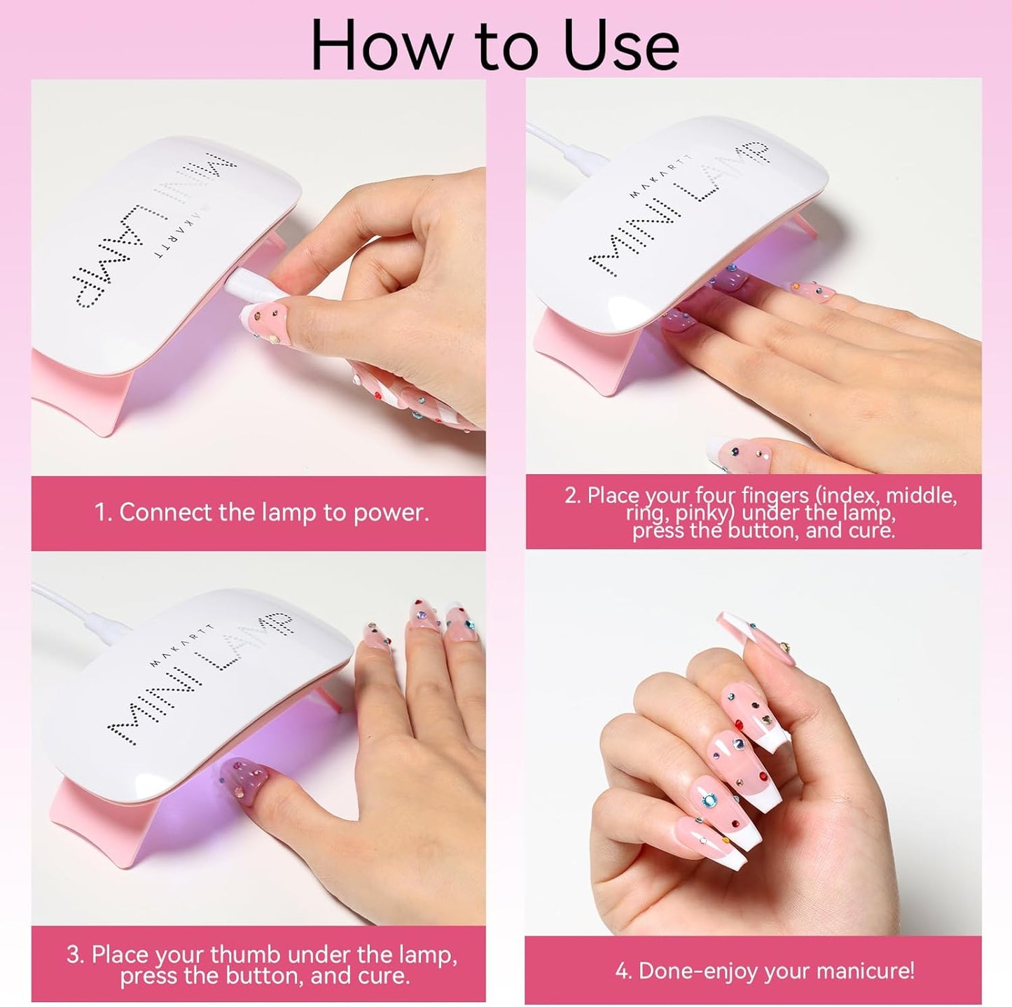 UV LED Nail Lamp - Fast Drying Gel Polish Curing Light with 60S Timer | Mini USB Portable 6W for Home DIY Manicure
