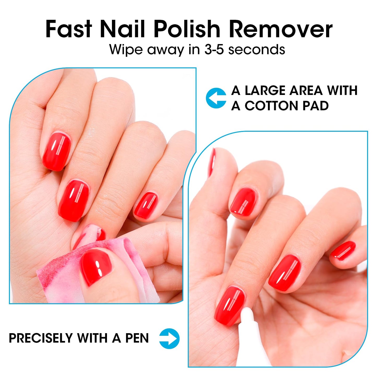 Gellen Nail Polish Remover Set with Corrector Pen, 280ml Ocean Breeze Scent Non-Acetone Nail Polish Remover, Precision Pen with 3 Refill Tips Easy Use | Rapidly Removes Natural and Glitter Nails