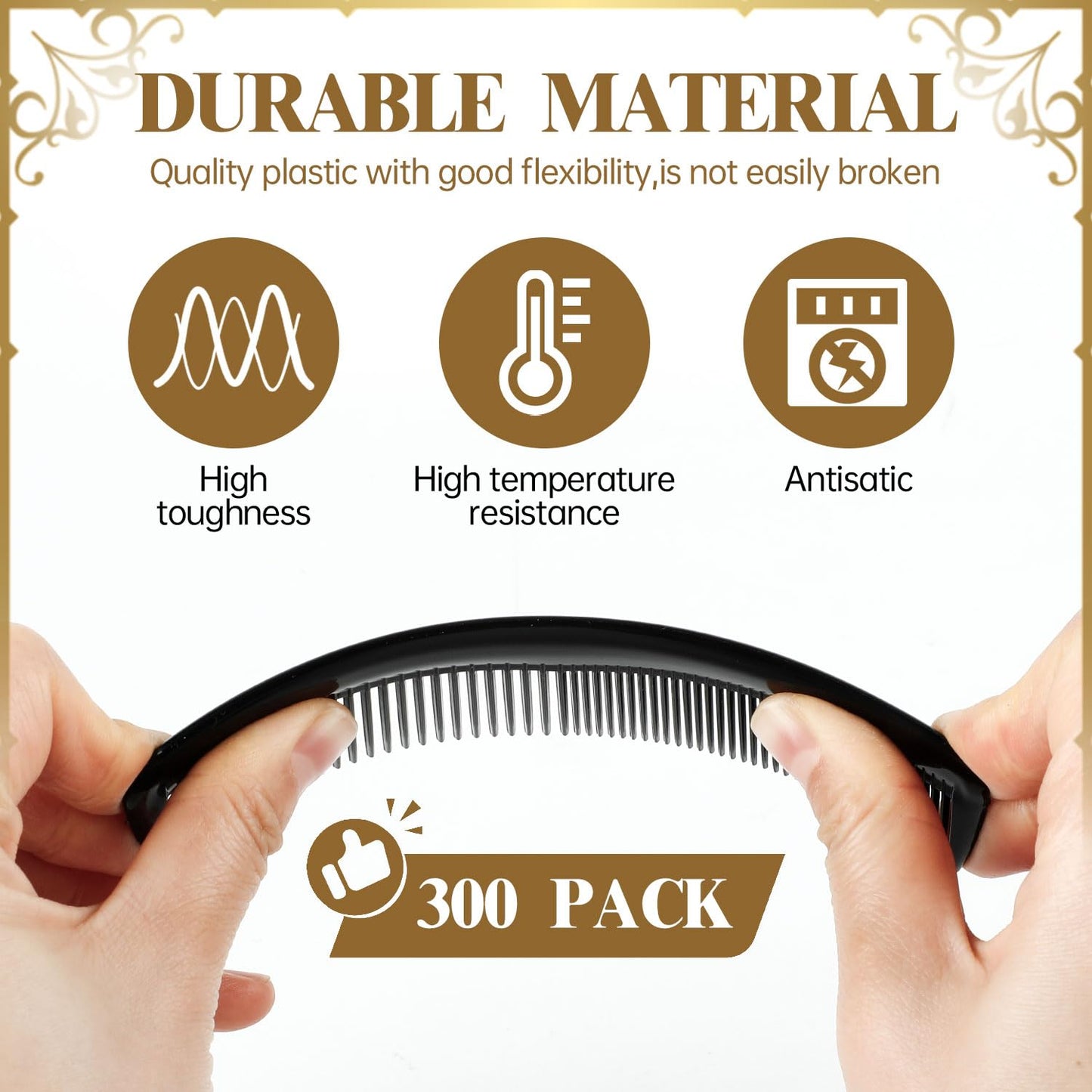 300 Pieces Hair Combs Bulk, 5 Inch Pocket Combs, Black Comb for Women and Men, Hotel, Travel, Charity, Homeless, Nursing Home