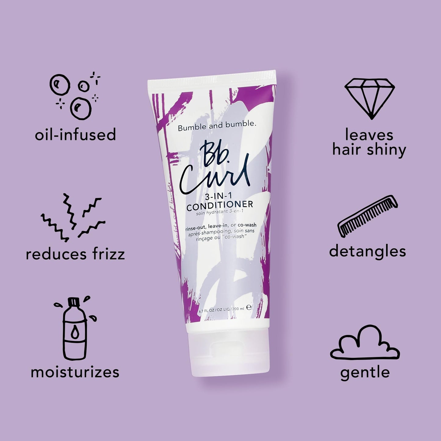 Bumble and bumble. Curl 3-in-1 Conditioner | Leave-In, Rinse Out, CoWash | Anti Frizz + Color Safe | For Coily, Curly, Wavy Hair | With Jojoba, Avocado + Coconut Oil | Travel Size, 2 Fl Oz