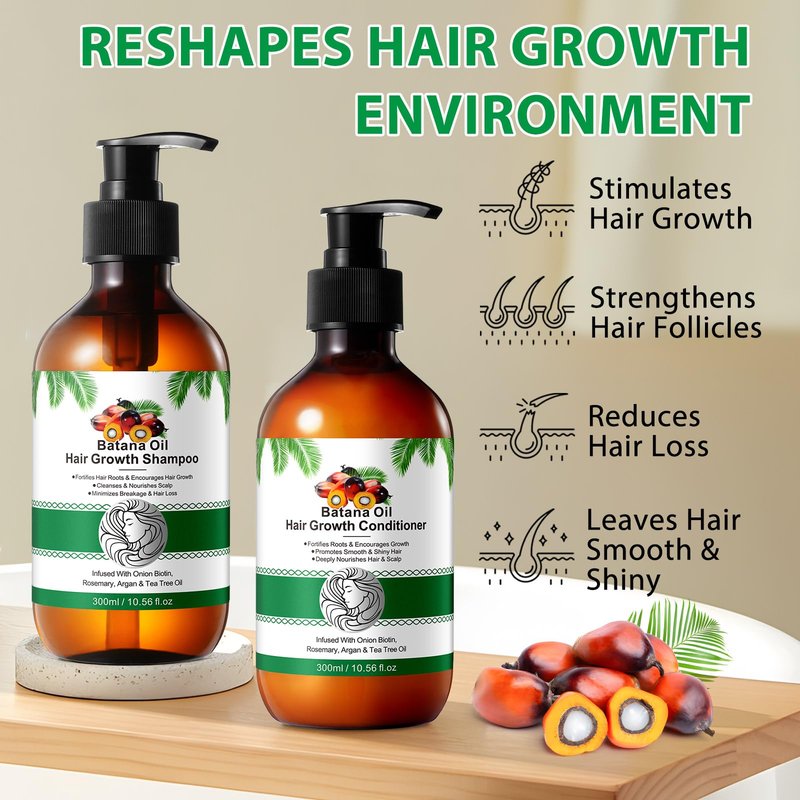 Batana Oil Shampoo and Conditioner Set - Thickening Hair Products for Women and Men with Raw Organic Batana Oil for Hair Growth - Paraben and Silicone Free, 2 x10.56 Fl Oz