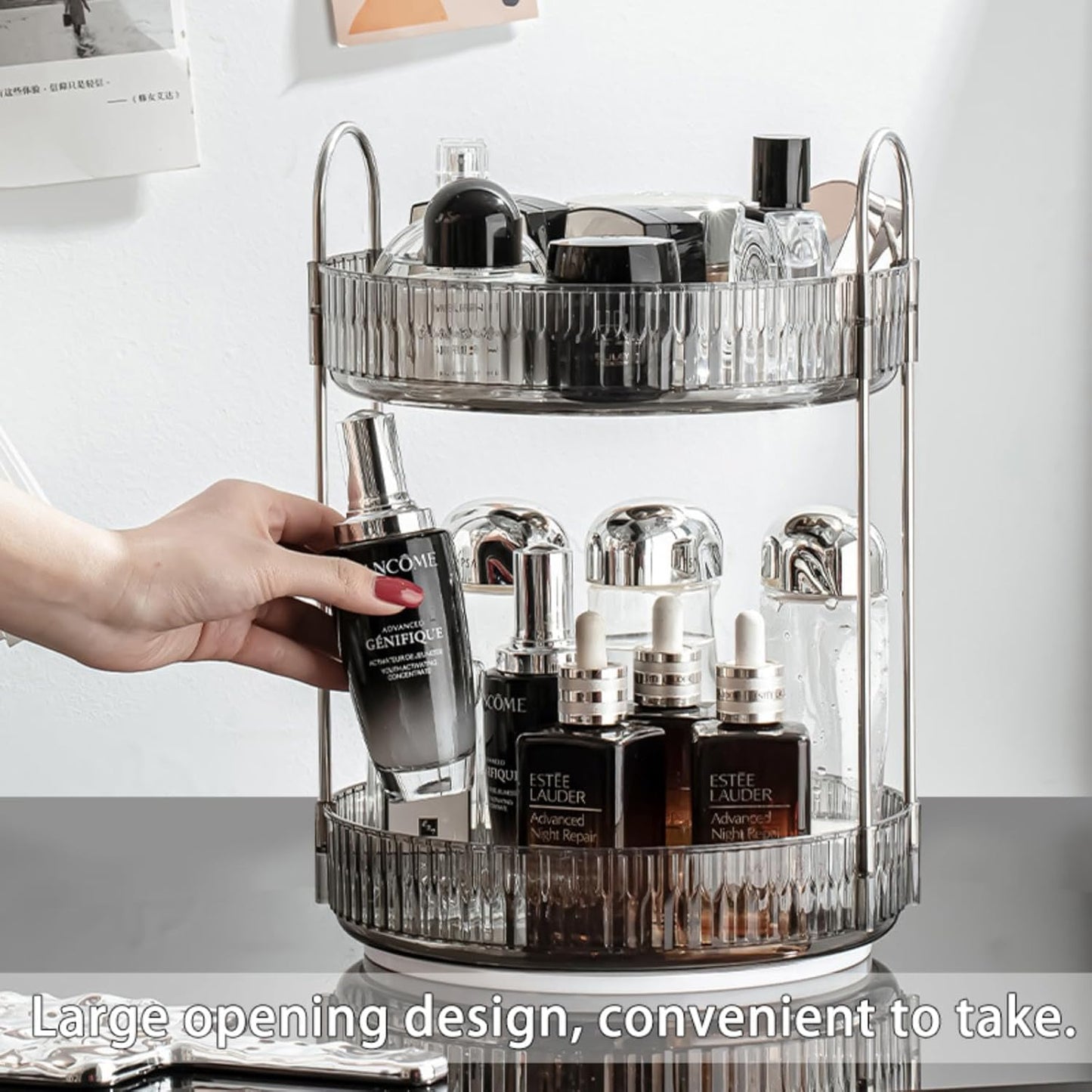 Transparent Rotating Storage Rack - Modern Multifunctional Double-Layer Organizer for Skin Care Products | Large Capacity, Dust-Proof