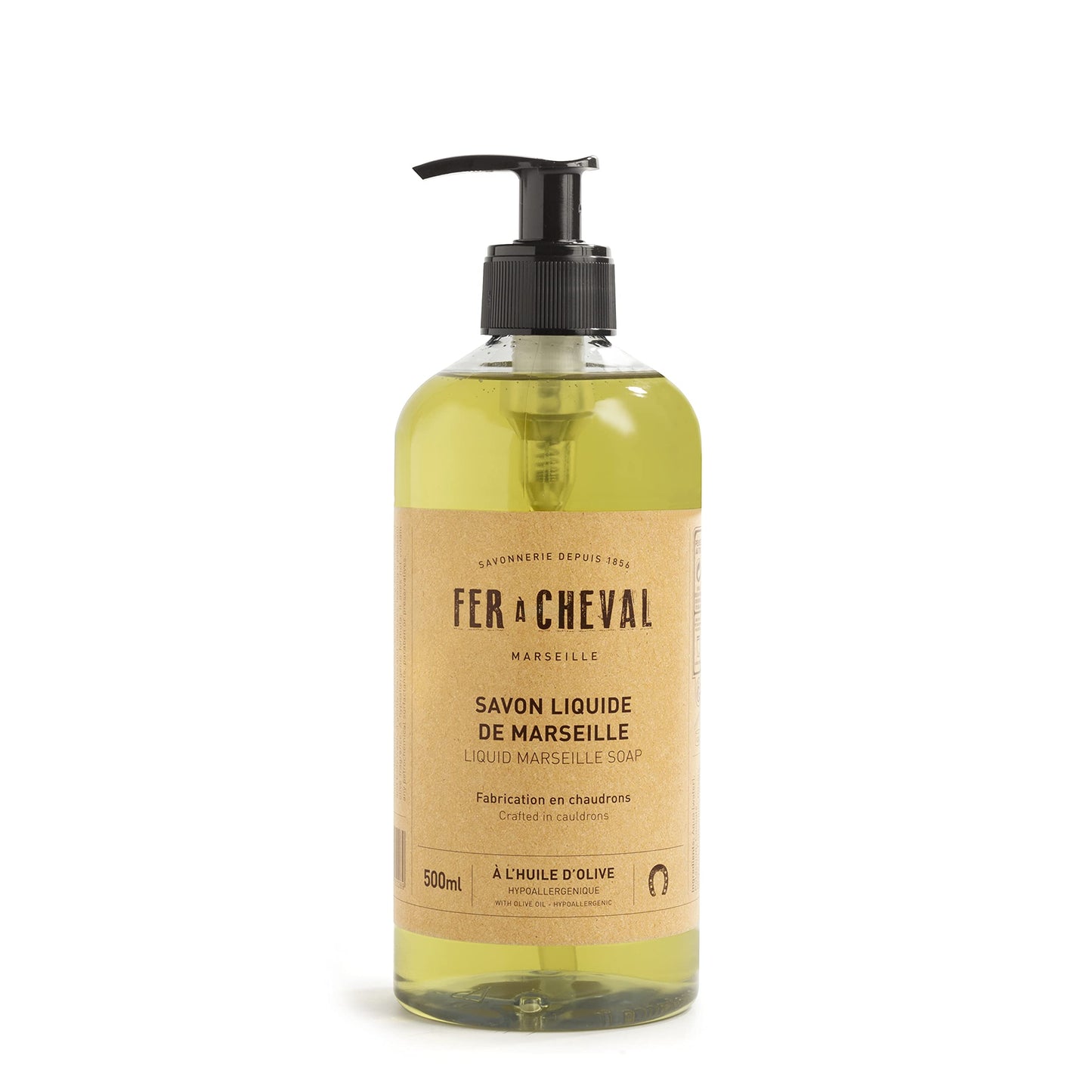 Fer à Cheval Savon De Marseille Liquid Soap, Organic Olive Oil Soap, 500 ml / 16.9 fl oz