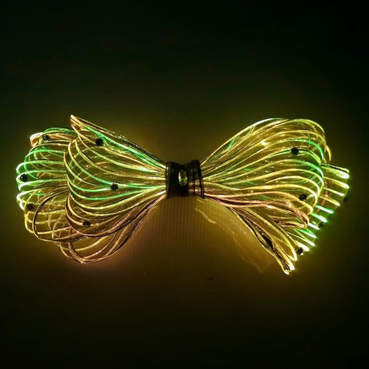 LED Bow Hair Clips 7 Colors Light up Hair Accessories Rhinestone Rave Clips Cute Headpiece Glow Hair Barrettes for Women