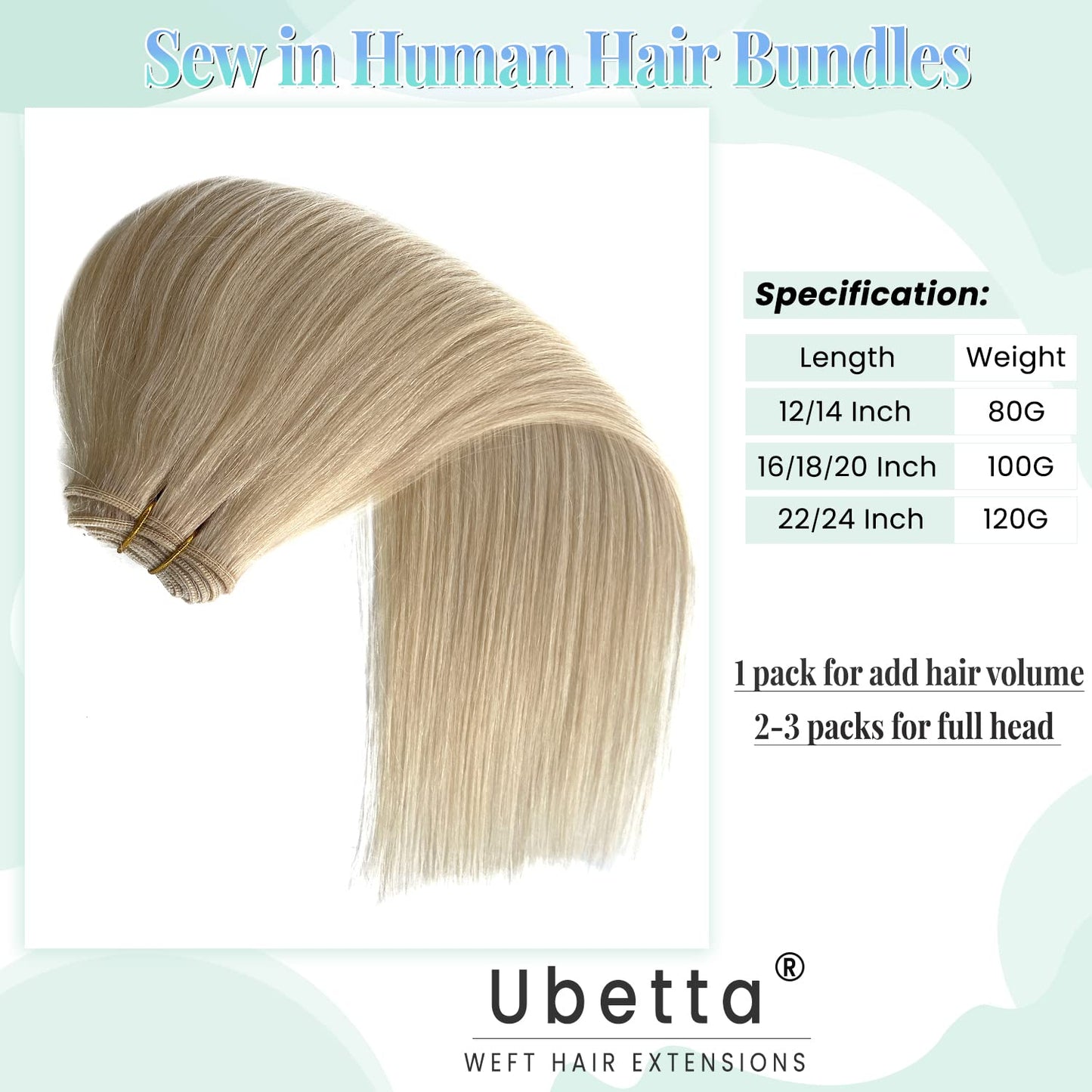 Sew in Hair Extensions Real Human Hair, Blonde Weft Hair Extensions Human Hair, 14 Inch 80G Hand Tied Weft Hair Extensions Human Hair Bundles Weave Extensions for Women
