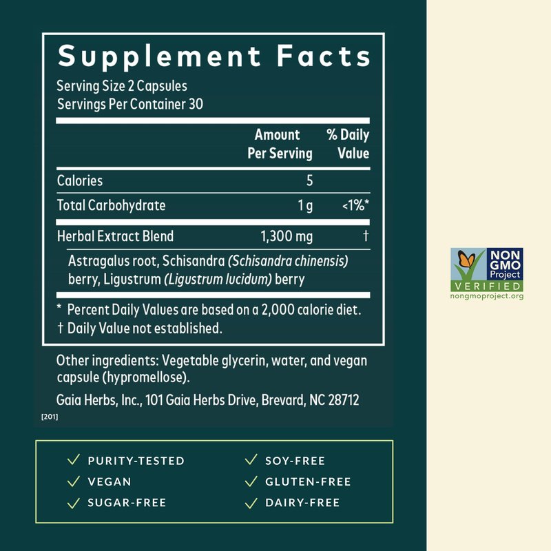 Gaia Herbs Astragalus Supreme - Immune & Antioxidant Support* - Herbal Supplement with Astragalus Root, Schisandra Berry & Ligustrum - 60 Vegan Liquid Phyto-Caps (30 Servings)
