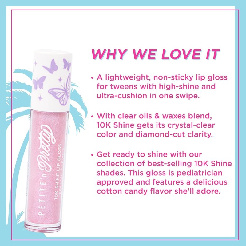 Petite N Pretty All in One Makeup Set for Kids, Tweens and Teens – Pink Mesh Bag with Lip Gloss Keychain, Hair Ties, Nail Decals, Headband, Heart Mirror, Nail File, Comb – Perfect Travel Kit & Gift