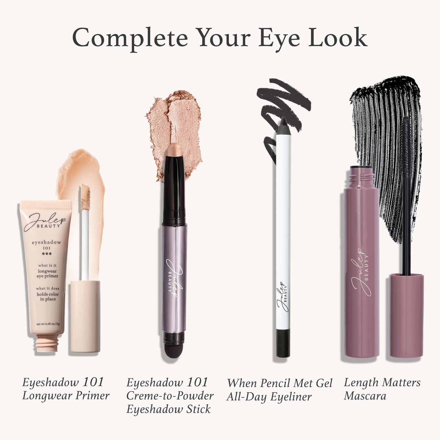 Julep Eyeshadow 101 Crème-to-Powder Eyeshadow Stick Duo, Champagne Shimmer & Snowfall Matte