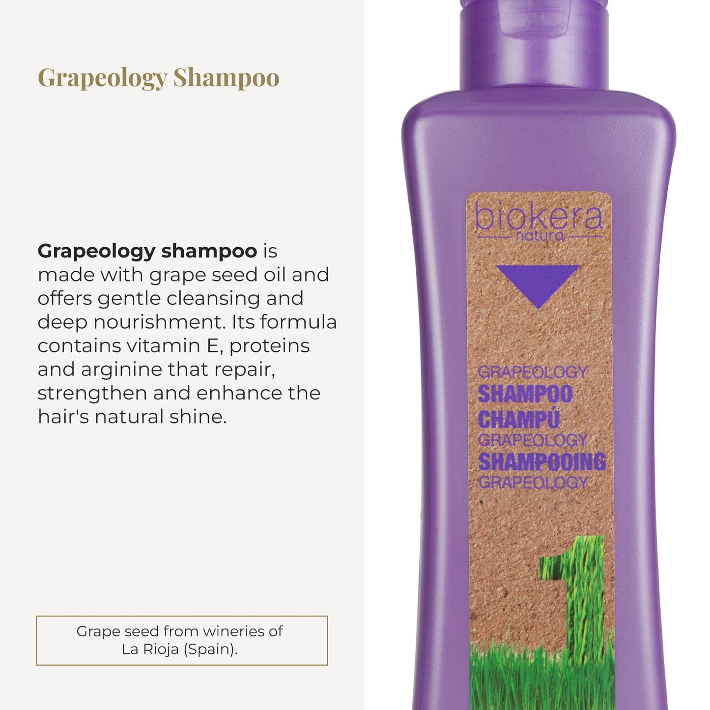 SALERM - Shampoo for White or Bleached Hair - Grapeology Biokera Natura Shampoo - 300 ml - With Grape Seed Oil - Nourishes and Hydrates Hair - Gentle Cleanse - Prevents Color Oxidation