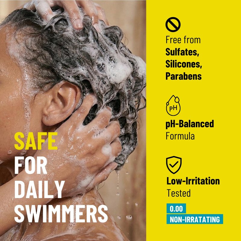 SWIM SALON Chlorine Removal Shampoo for Swimmers | Vitamin C Removes Chlorine & Prevents Hair Breakage | For Pool, Saltwater & Hard Water | Clinically Tested | Sulfate-Free, Silicone-Free (10.58 oz)