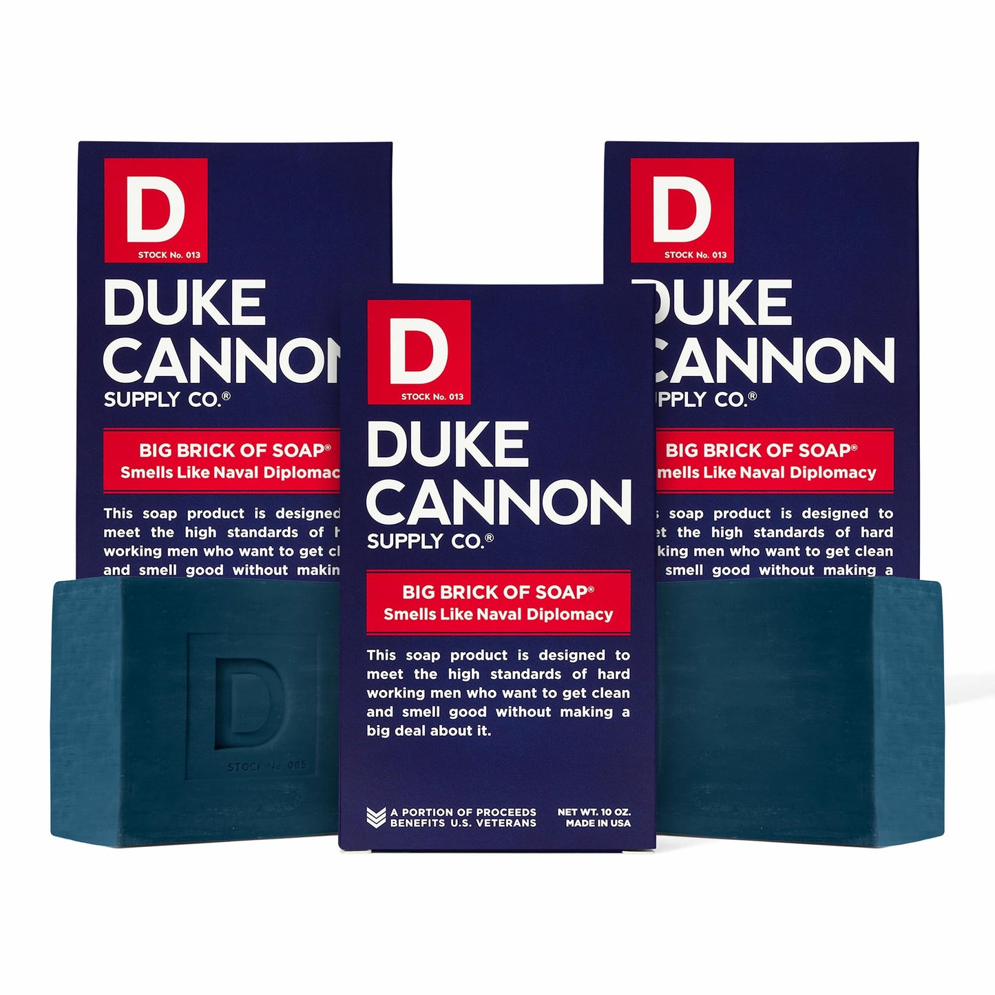 Duke Cannon Supply Co. Big Brick of Soap for Men – Naval Diplomacy, Refreshing Ocean Scent, Extra Large 10 oz Bars, 3-Pack