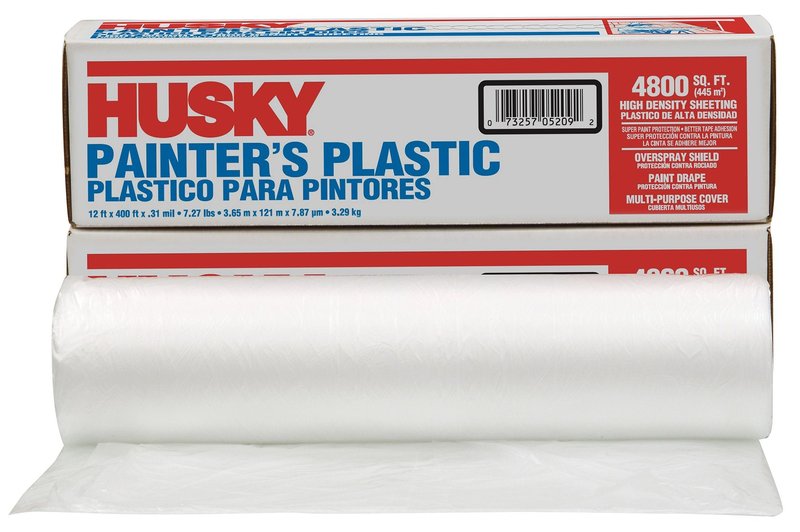 1-Roll of 12' x 400' Poly-America 03512H Husky Clear .31-Mil High Density Painter's Plastic