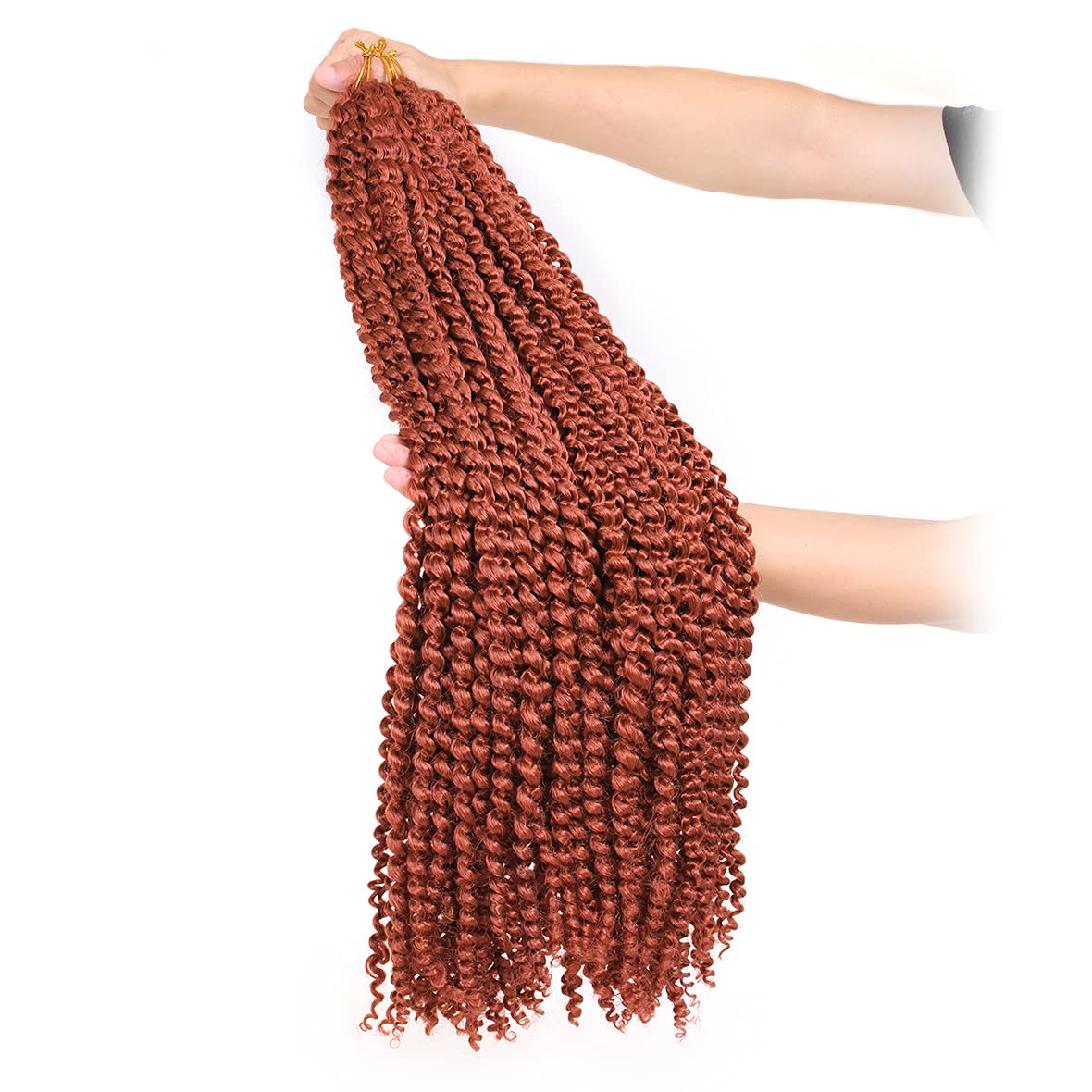 Copper Red Passion Twist Crochet Hair - 30 Inch Water Wave Extensions for Butterfly Locs | Synthetic #350