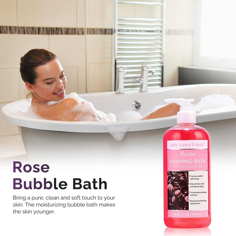 Spa Luxetique Bubble Bath Set - Foaming Epsom Salt Bath with Chamomile & Lavender | 3 Pack, 49.8 fl oz