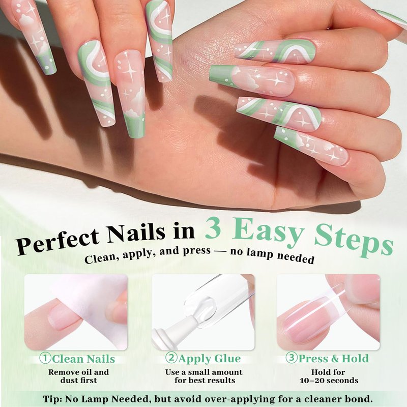 Nail Glue for Press Ons, 10s Fast-Drying No U V Light Needed - Upgrade Super Strong Semi Solid Gel Nail Glue Last Up to 28+ Days & Easy to Remove, 10g*2 High Capacity for Fake & Acrylic Nail Tips