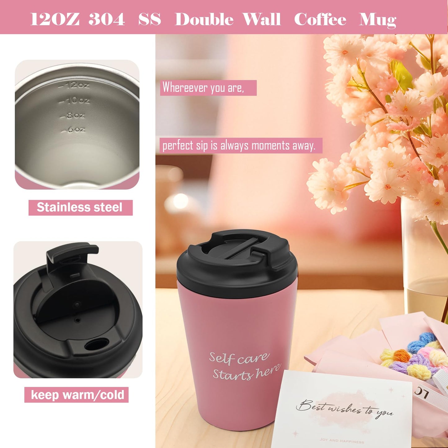 Self Care Gift Set for Women Birthday Christmas Valentine's Day Anniversary Gifts Basket for Her Bestie Girlfriend Daughter Friends Sister with Tuff Blanket, Coffee Mug, Scented Candle etc.