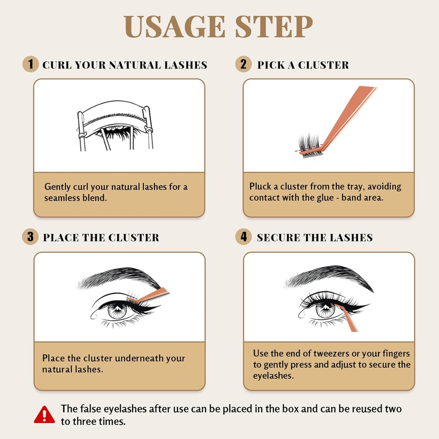 Self-Adhesive Glue-Free Lash Clusters Kit - Easy Removal, Soft & Lightweight | 110 Beginner-Friendly Extensions