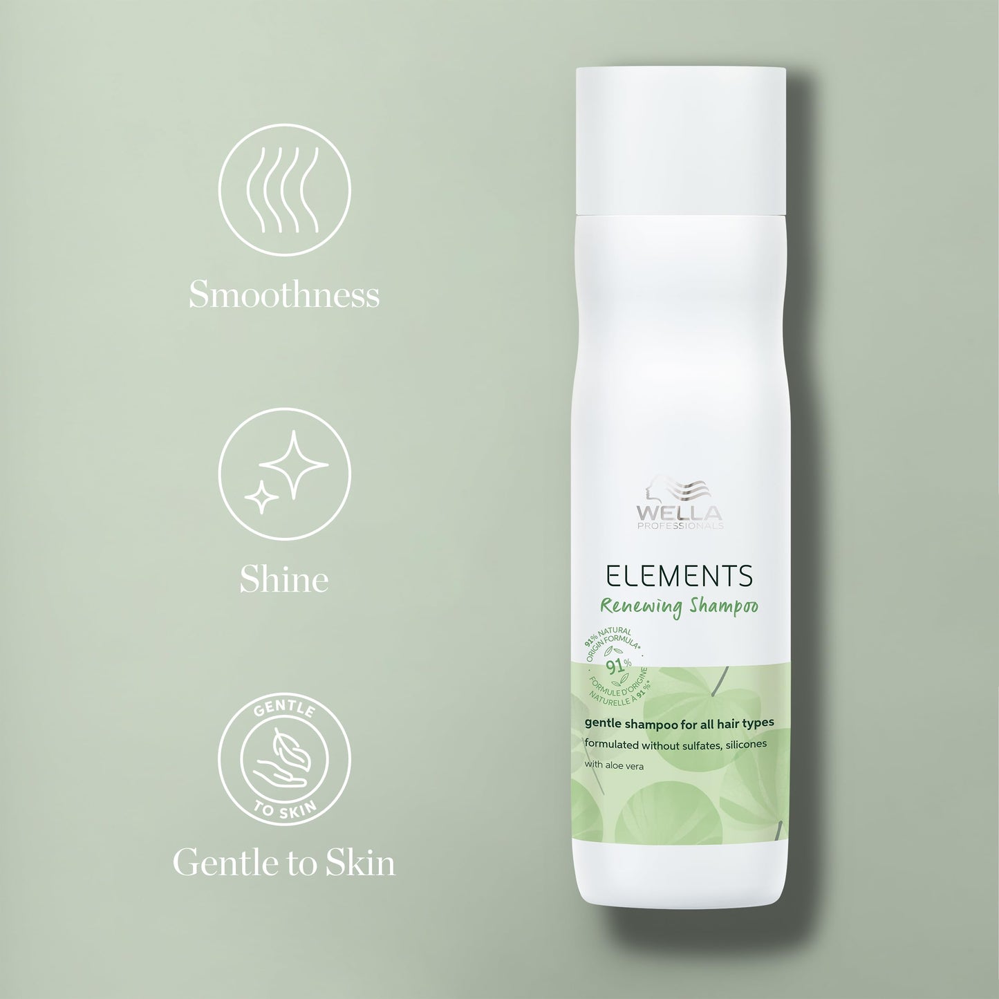 Wella Professionals Elements Renewing Shampoo with Aloe Vera | Gentle for All Hair Types | Without Sulfate & Silicone | 8.4 Fl Oz