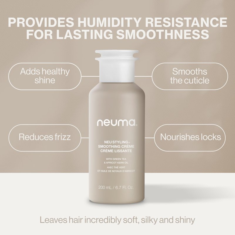 Neuma Neu Styling Smoothing Hair Crème, 6.7 FL Oz | Lightweight Frizz Control Cream Enriched with Shea Butter & Apricot Kernel Oil for Soft, Smooth & Shiny Hair | Color-Safe Formula