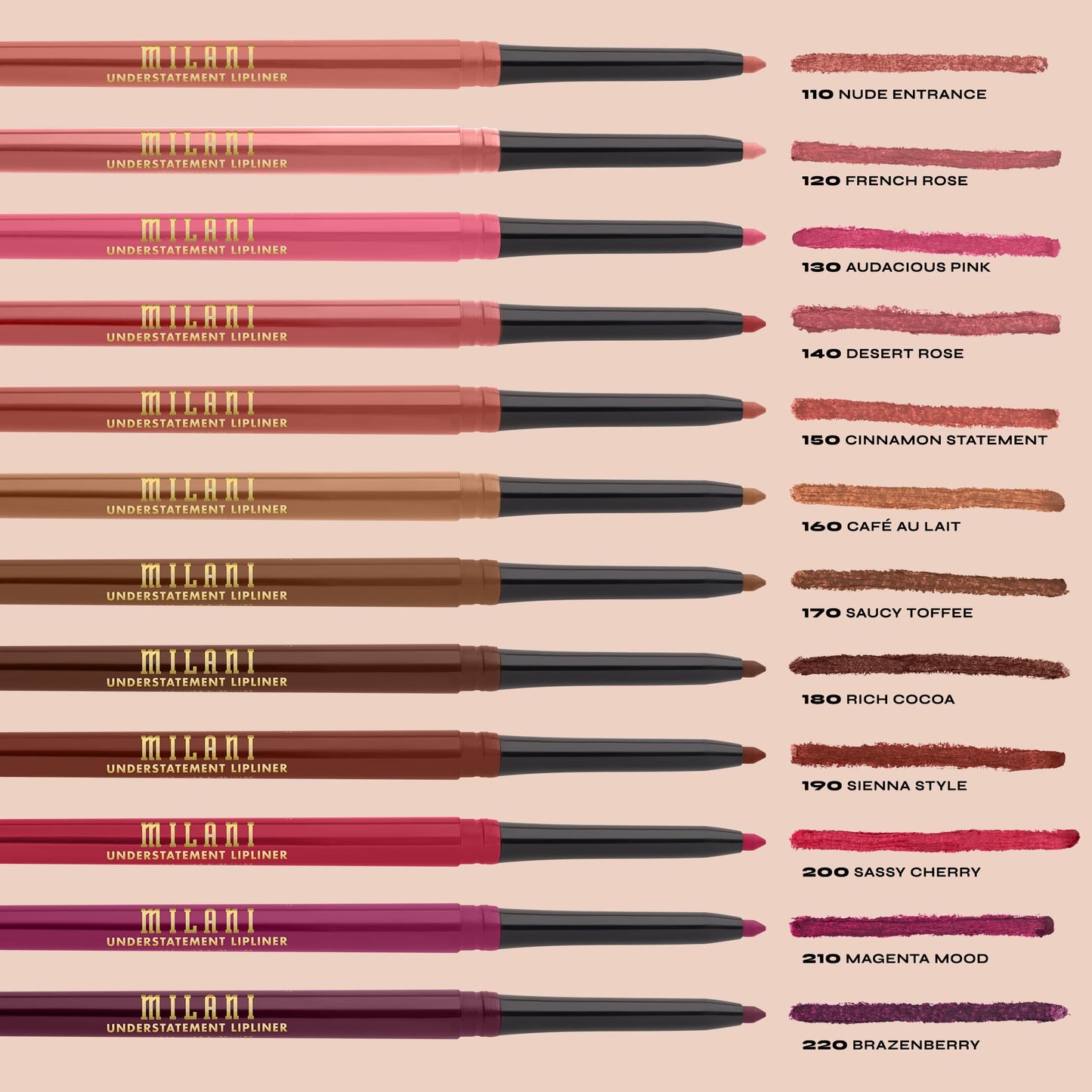 Milani Understatement Lipliner Pencil - Highly Pigmented Retractable Soft Lip Liner Pencil, Easy to Use Lip Makeup - lip liner