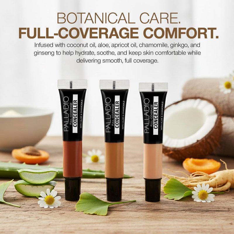 Palladio Full Coverage Concealer - Creamy Face & Under Eye Formula, Disguises Dark Circles, Blemishes, Fine Lines, Evens Skin Tone (Vanilla Latte)