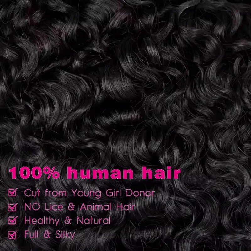 Burmese Curly Bundles Human Hair 1 Bundle 16 Inch Brazilian Virgin Hair Wet and Wavy Hair Quick Weave for Women Water Wave with Spiral Curly End Hair Extensions Natural Black