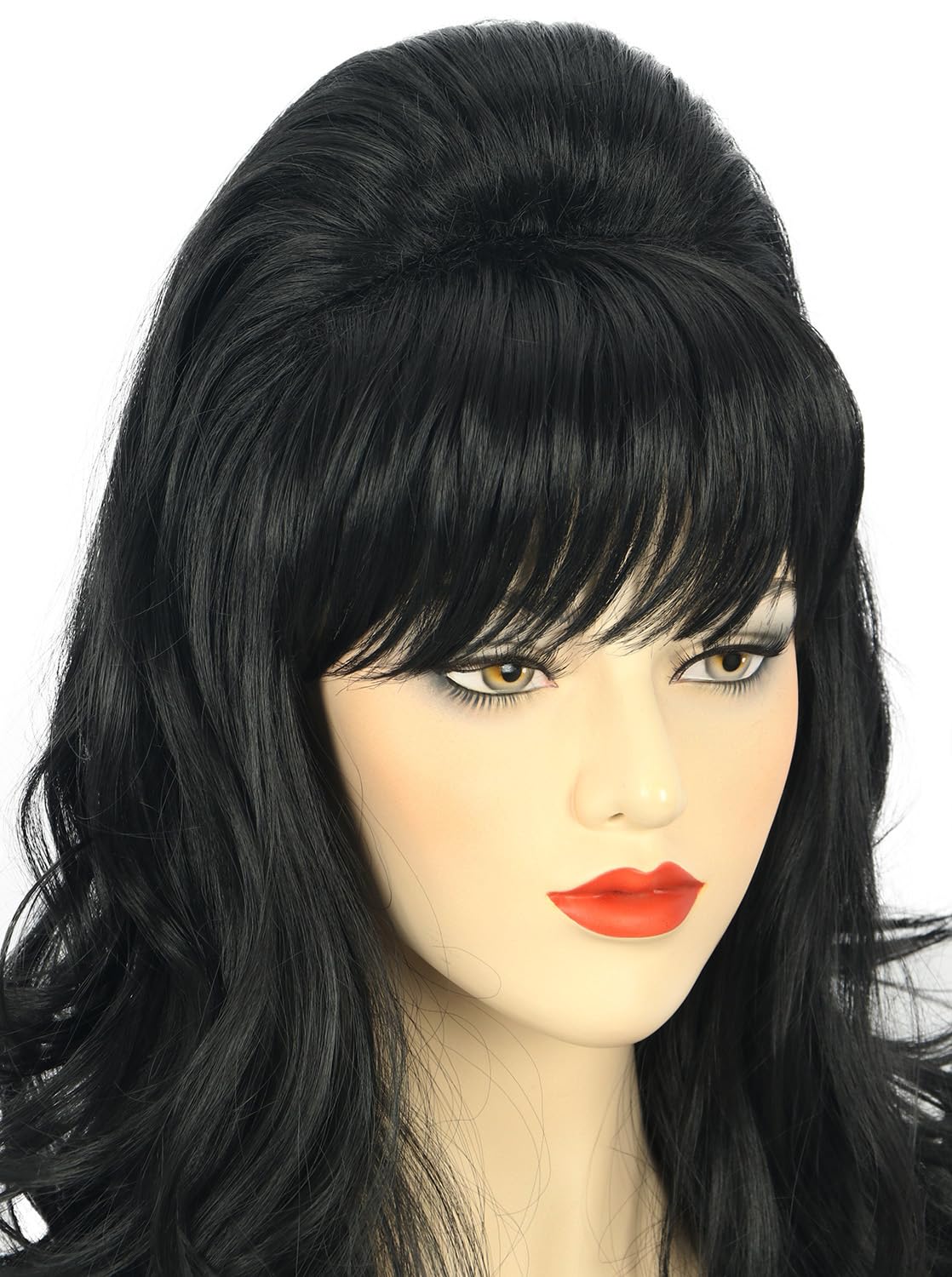 Long Wavy Black Wig for Women - 60s 70s Bouffant Beehive Costume | Perfect for Themed Parties