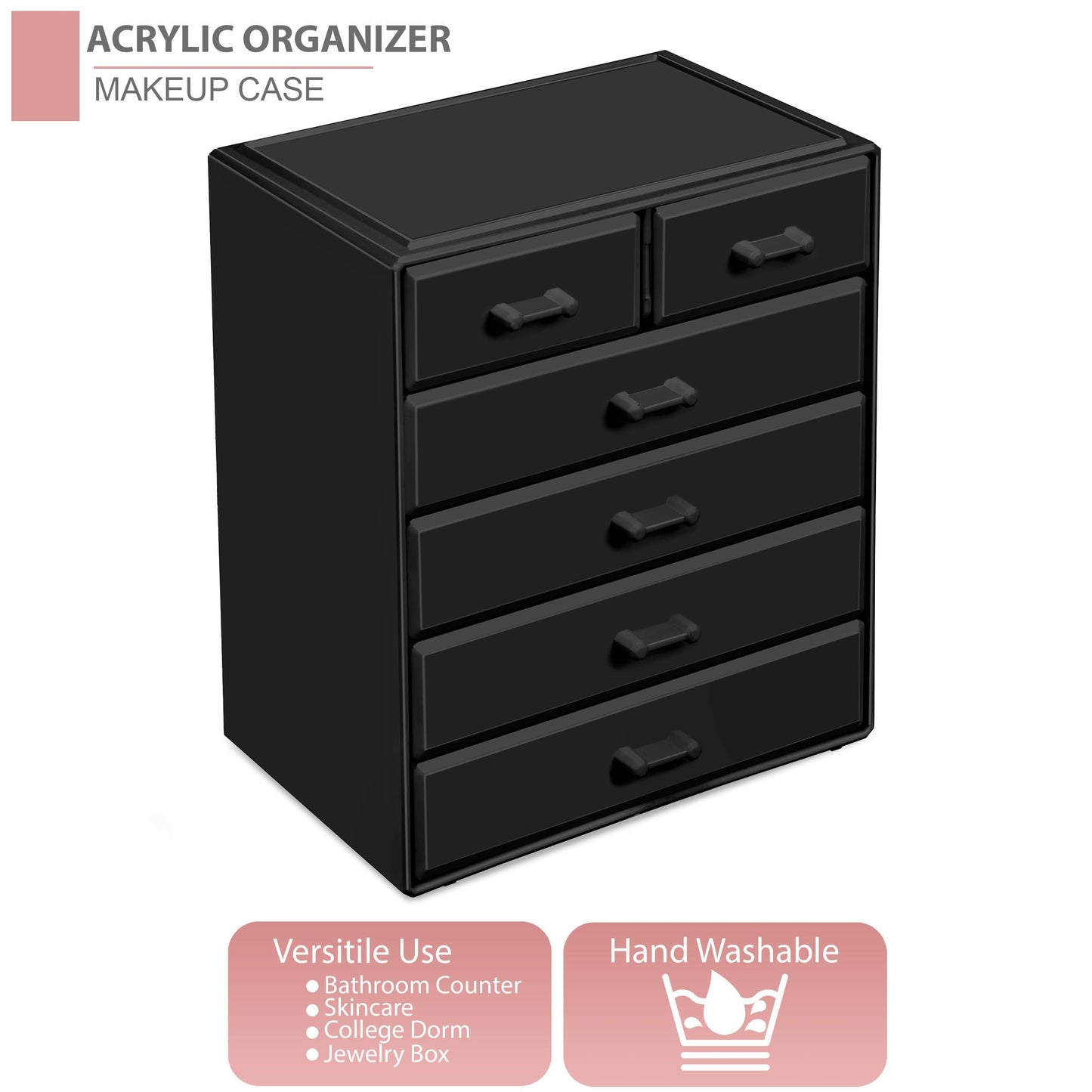 Sorbus Acrylic Makeup Organizer - Organization and Storage Case for Cosmetics Make Up & Jewelry - Large Makeup Organizer for Vanity, Bathroom, College Dorm, Closet, Desk (4 Large, 2 Small Drawers)