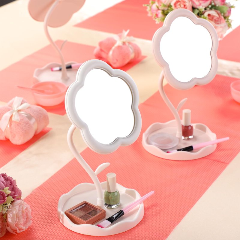 GlikCeil 8 Pcs Flower Shaped Mirror Spa Party Makeup Mirror Sleepover Party Favor for Spa Sleepover Slumber Birthday(Pink)